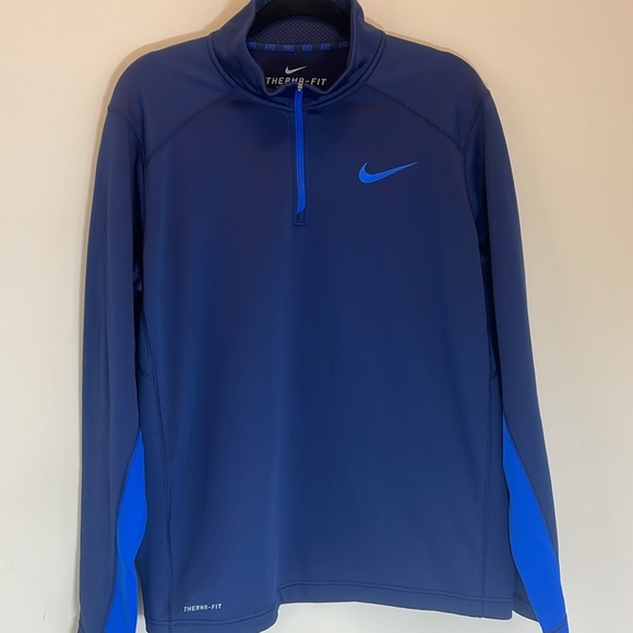 Nike Therma-Fit Blue Half Zipper Pullover with Light Blue Swoosh Size Medium - Picture 2 of 7